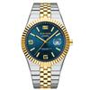 Business Men Watch Classic Diving Series Blue Dial Enlarged Calendar Quartz Clock Dual Color Stainless Steel Sports Mens Watches