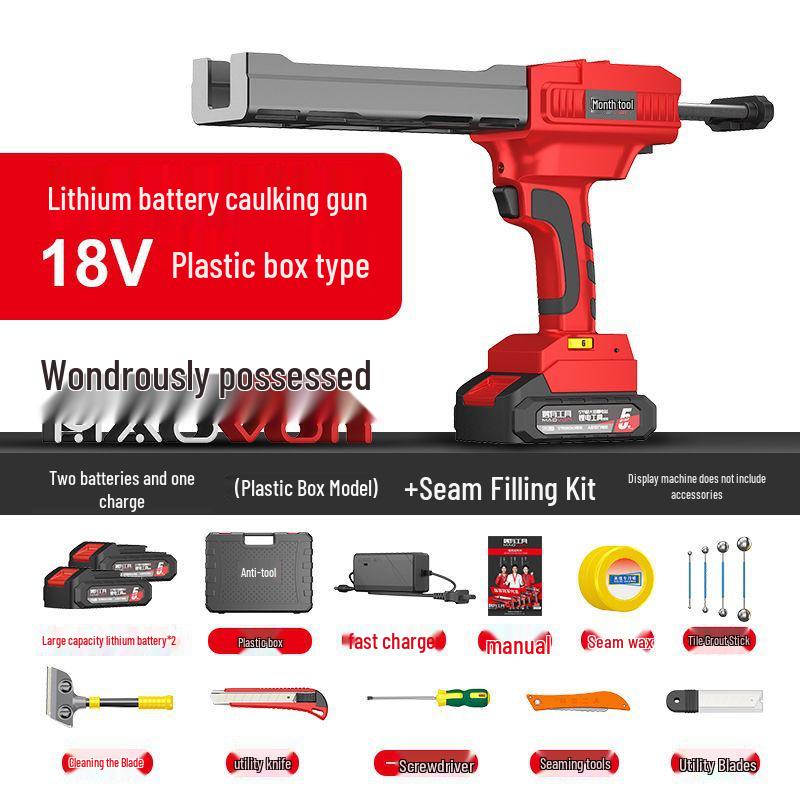 Elektryczny pistolet do fugowania z podwójną tubą i zestaw do czyszczenia płytek