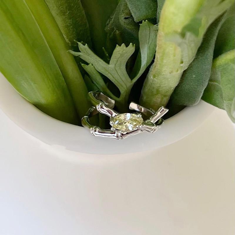 

Желтое Модное Зеленое Камень Бамбуковое Кольцо Регулируемое Для Женщин Стиль 2023