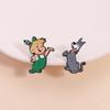 Cartoon Comedy Animations Emaille-Pins Anime-Charakter Grauer Hund Metallbroschen Anstecknadel Schmuckzubehör Geschenke für Freunde