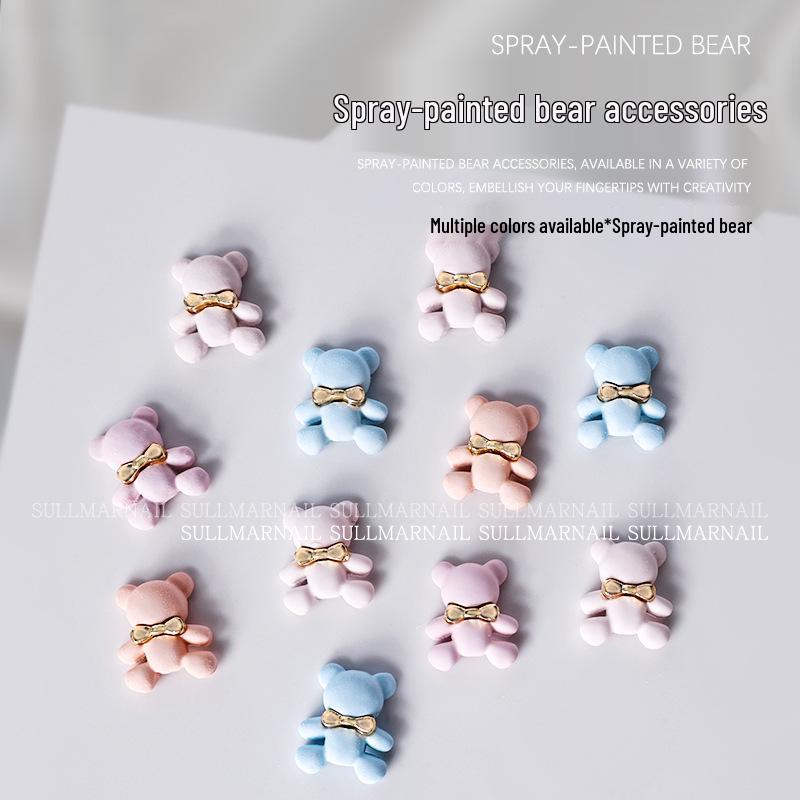 

3D Cute Bear & Bow Nail Art Accessories - 5 Pcs Cartoon Metal Decorations