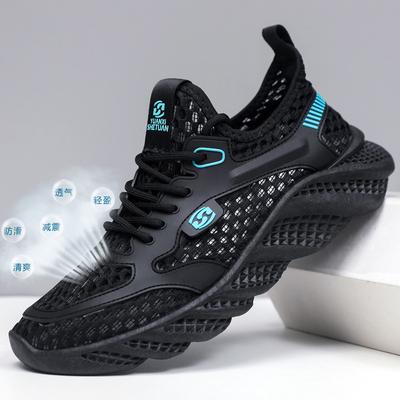 Mesh New Summer Thin Breathable Mesh Hollow Mesh Shoes Men's Running Lightweight Black Casual Sports Trendy Shoes