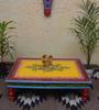Handmade Painted Wooden Chowki: Rajasthani Handicraft Table