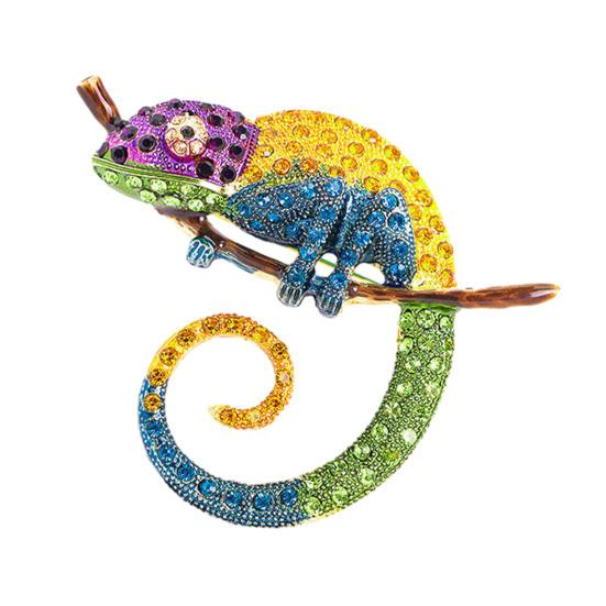 

Brooch Versatile Lizard Gecko Pin Sparkling Rhinestones Inlaid Glossy Fade-Resistant Finish Badge Sweaters Scarves Handbags Hats Accessories