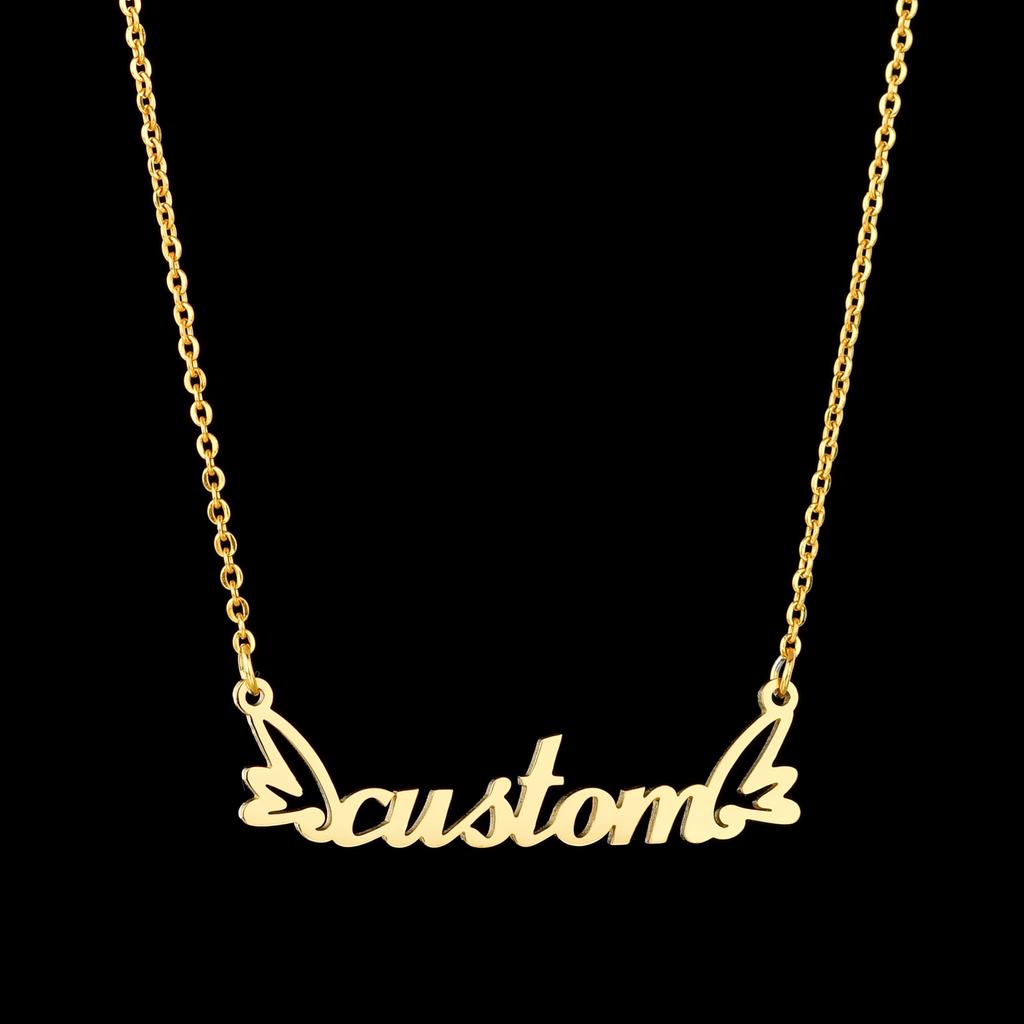 Atoztide Custom Name Necklaces for Women Stainless Steel Jewelry Butterfly Wing Pendant Choker Chain Personalized Birthday Gift