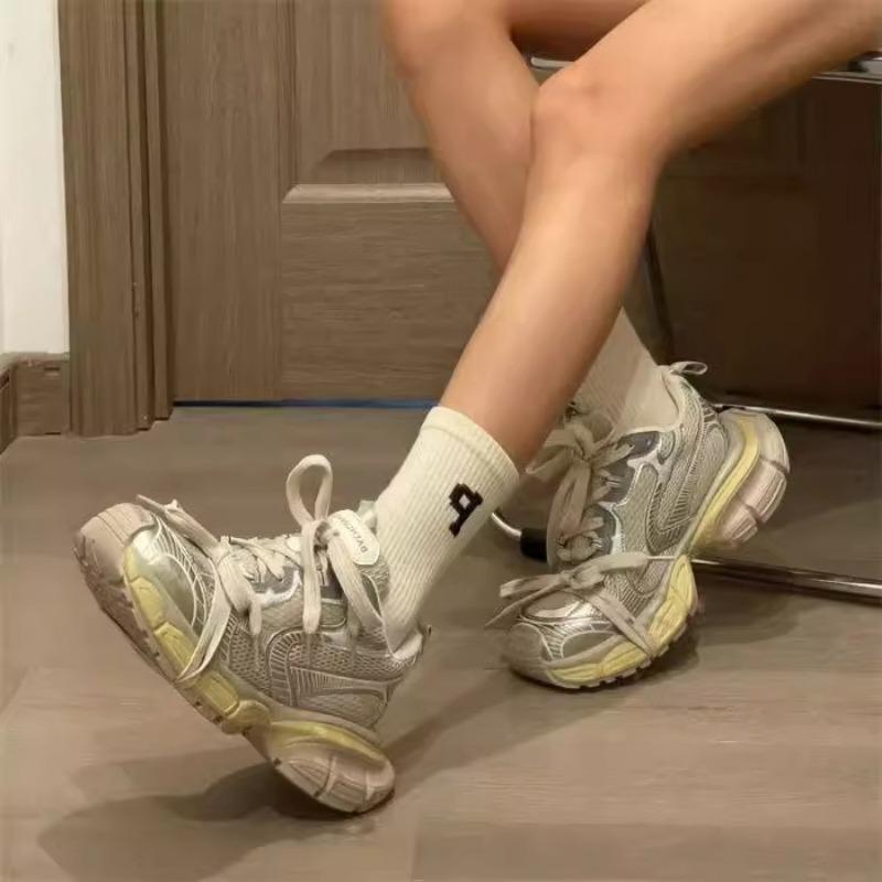 Original champagne retro versatile dad shoes women's high-value trend low-top sports shoes thick-soled breathable casual shoes