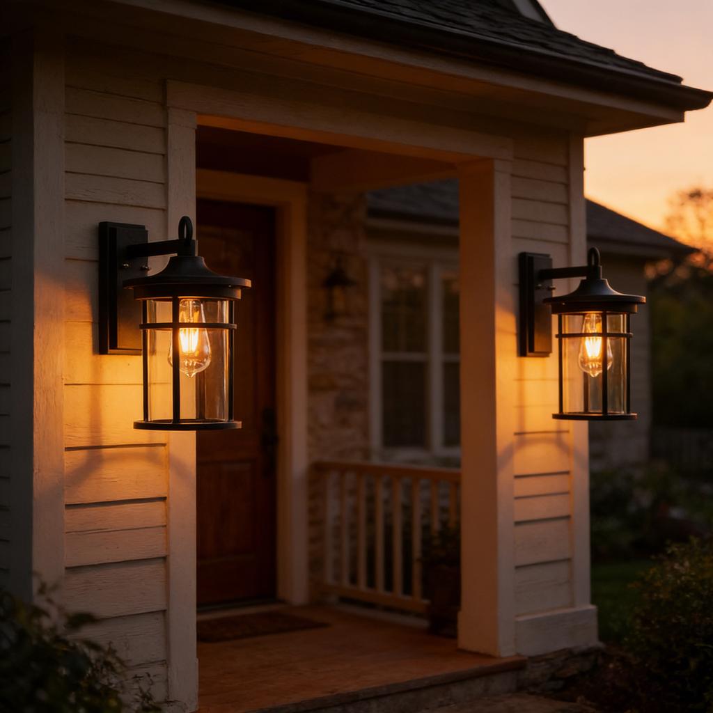 IP55 Outdoor Waterproof Wall Lamp Clear Glass Shade Wall Lamps Waterproof Rust Proof Courtyard Lamps Corridor Garden Lights