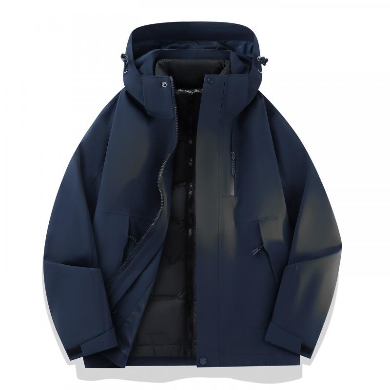 Men Women Waterproof Windproof Outdoor Shell Jacket With Removable Down Insulated Liner 3-in-1 Hooded 2-Piece Set Hiking