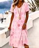 New digital printing, short-sleeved V-neck slim skirt dress creative shading skirt no