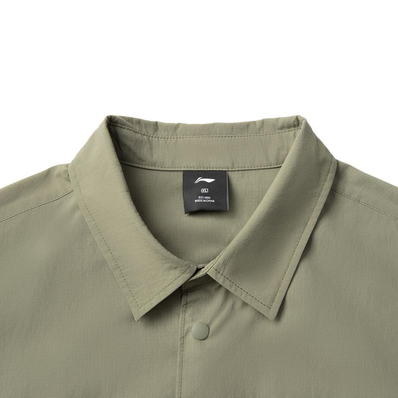 Li Ning CF Sport Casual Simple Loose Color Block Short Sleeve Shirt Men Shirts Green ASHV051-3