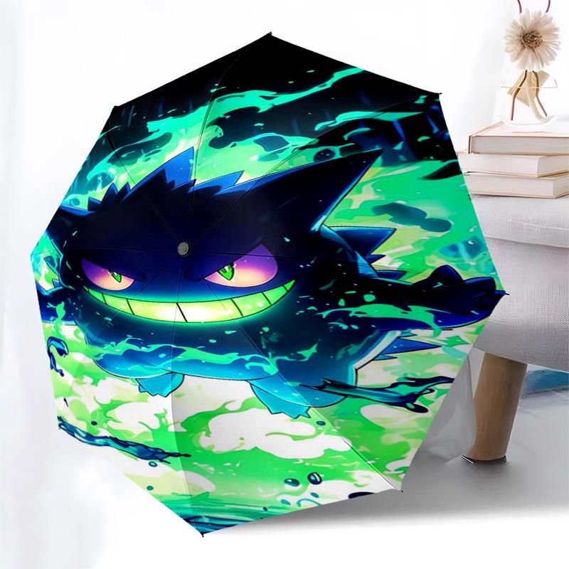 Ghost Pokémon, Dark Energy Themed Automatic Opening and Closing Umbrella, Compact Travel Umbrella, Lightweight and Portable, Suitable for Be
