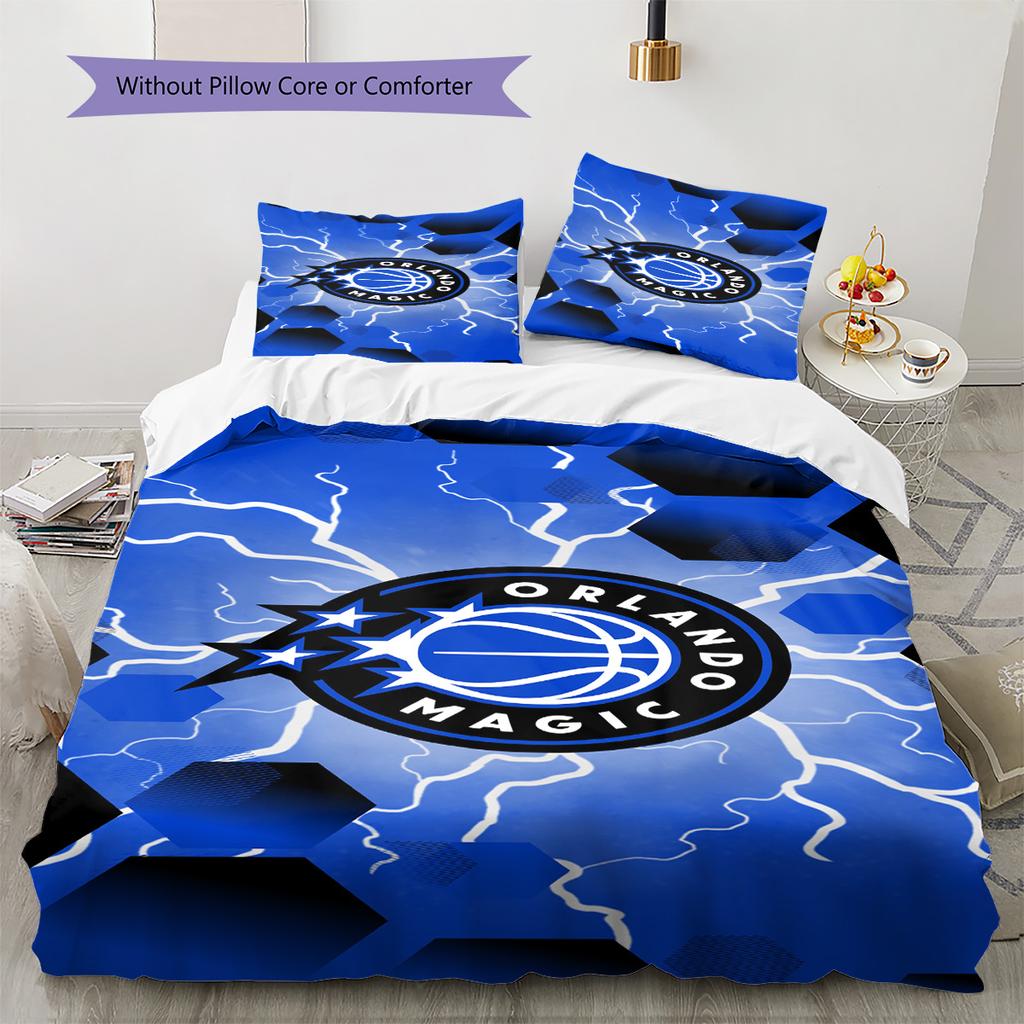Orlando Magic Logo Pattern Bedding Set Quilt Cover Pillowcase Home Decor Gift (1 * Duvet Cover + 2 * Pillowcase, Without Core)