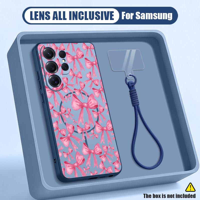 Retro Flowers Black Rose Print Lanyard Case For Samsung S26 S25 Ultra S24 Plus S23 FE S22 Ultra A55 A56 A17 A37 A57 5G Skin Feel Magnetic Phone Cover
