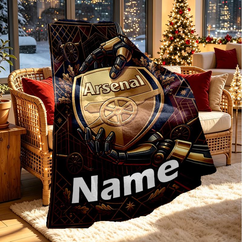 Custom Name Personalized Arsenal F.C Print Blanket, Home Decor, Bedroom, Sofa, Camping, Couch, Gifts for Birthday Christmas