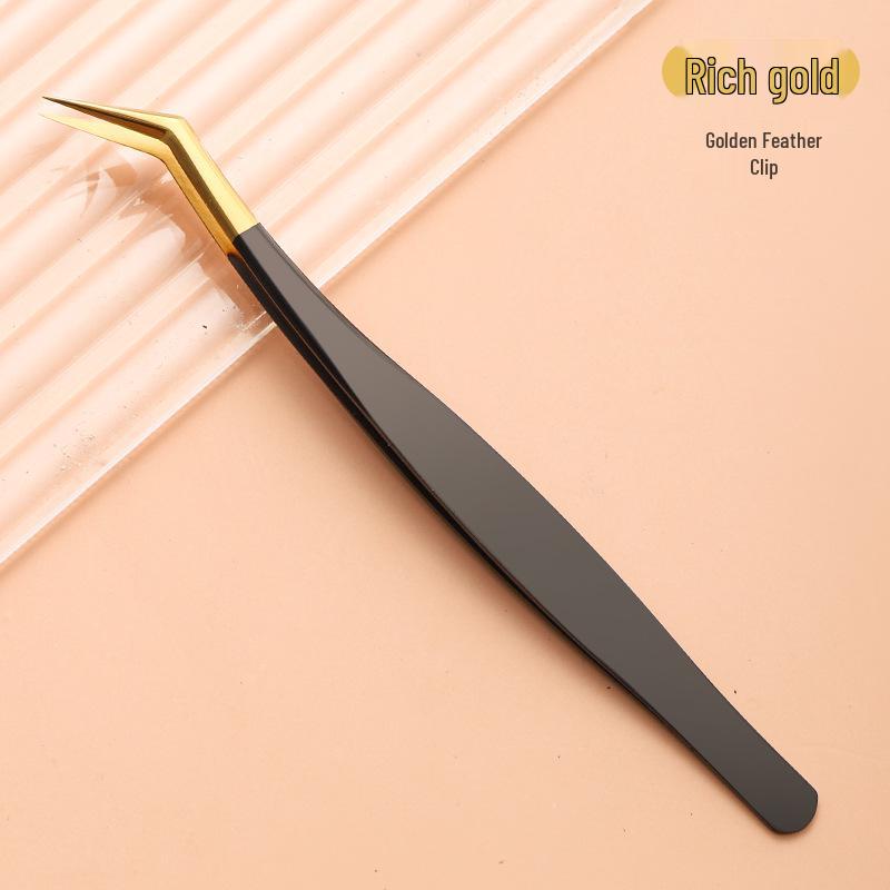 Stainless Steel Black Gold Feather Dolphin Tweezers for Beauty and Manicure