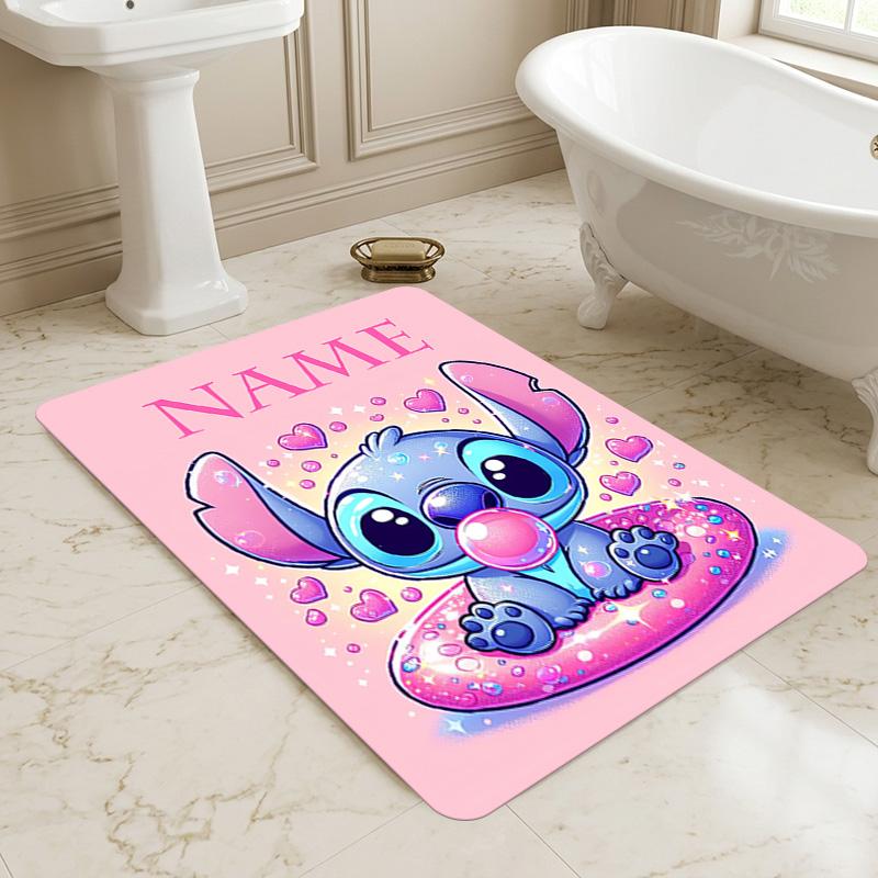 Personalized Name Halloween Stitch Living Room Non-Slip Area Rug Soft Carpet for Bedroom Kids Playroom Sofa Office Home Decor Doormat