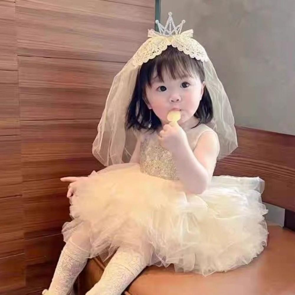 Crown Happy Birthday Headband Gauze Girls Hair Hoop Creative Birthday Hairband Kids