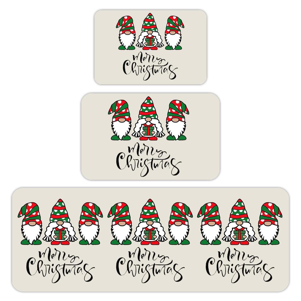 Christmas Kitchen Anti-slip Mat Carpet Flannel Doormat Two-piece Set