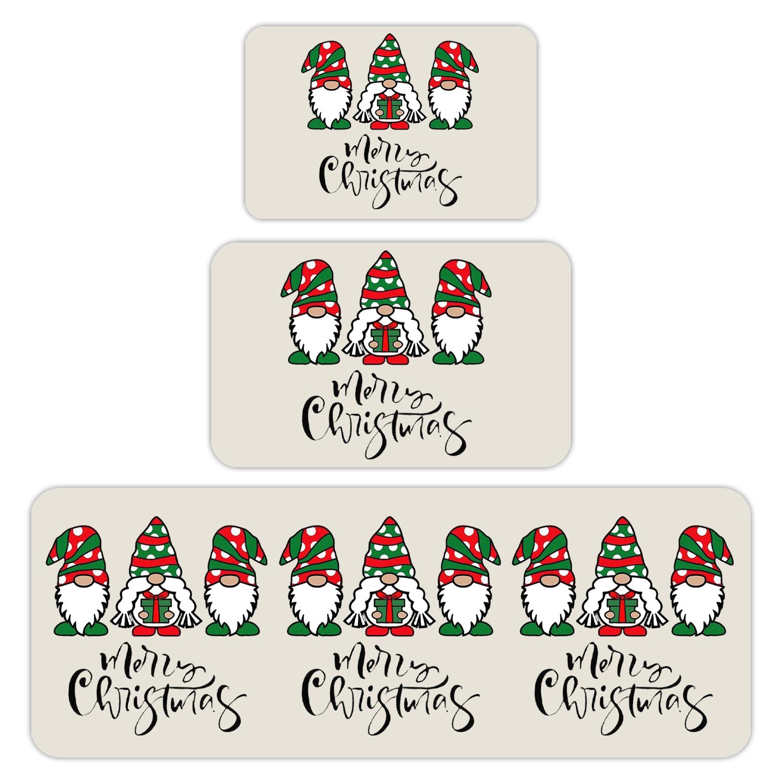 

Christmas Kitchen Anti-slip Mat Carpet Flannel Doormat Two-piece Set One Size