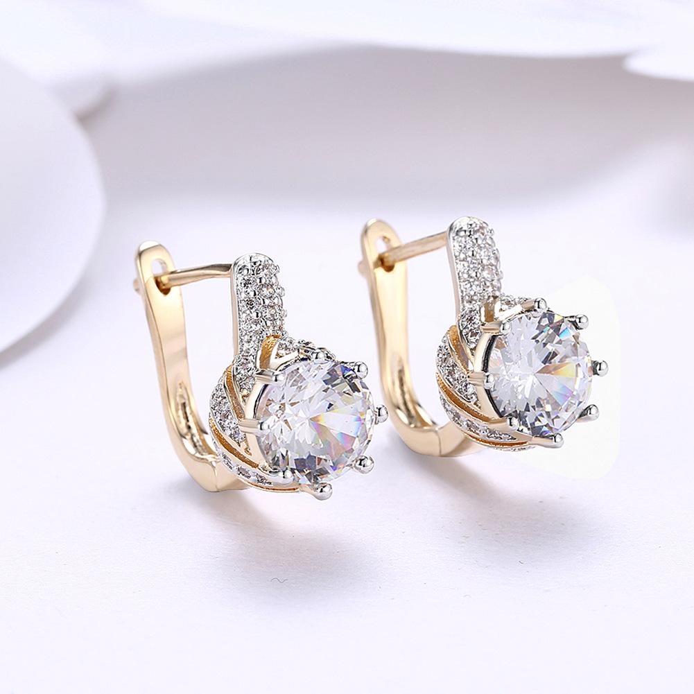 Kleine weiße Zirkon Stein Clip Ohrringe für Frauen Charme Gold Farbe Luxus Hochzeit Schmuck