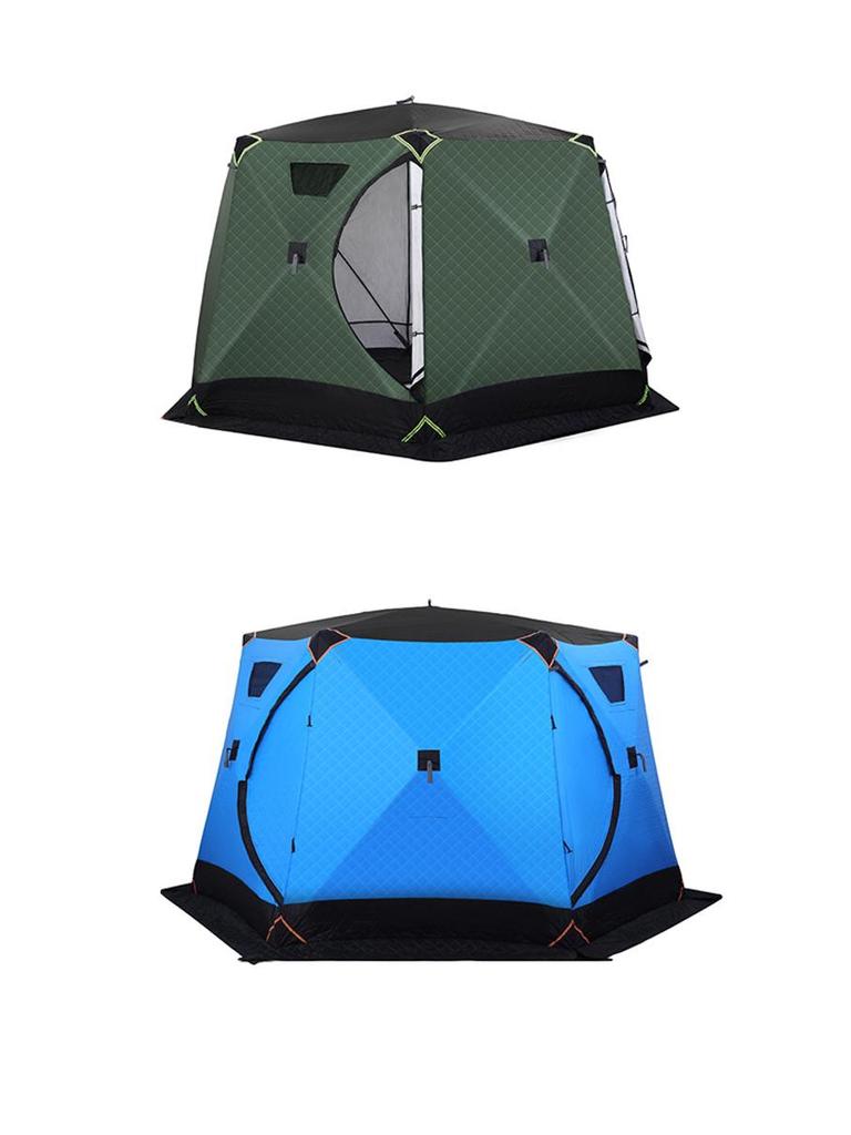 Hexagonal Warm Winter Ice Fishing Tent with Enhanced Windproof Cotton Insulation