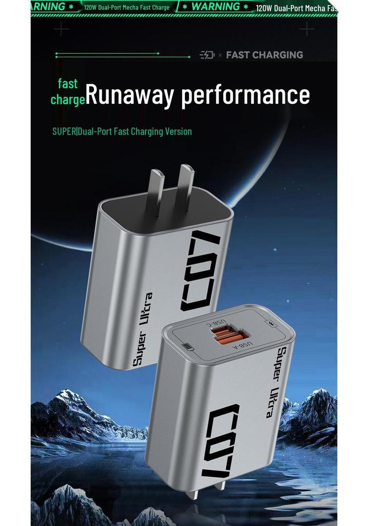 Mecha Style 22.5W Dual-Port Super Fast Charger for Huawei, Android & Apple