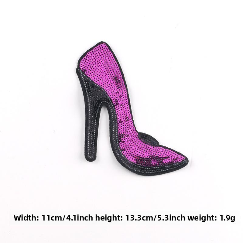 Sequin Embroidery Patch Sticker High Heels Lipstick Cloth Label Accessories Supply Embroidery Label Embroidery Cloth Sticker