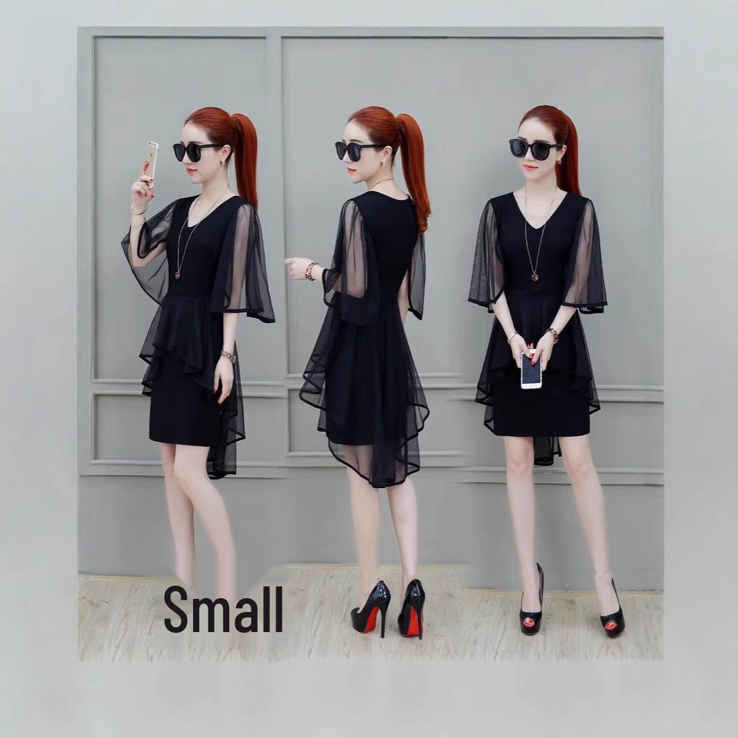 

Лето 2025 Корейский стиль Большой размер Приталенное Сетчатое Черное Мини-платье для женщин XXL чёрный