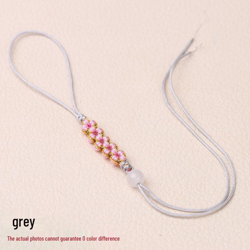Peach Blossom Knot Phone Chain & Bag Pendant - Handmade Woven Jewelry Lanyard