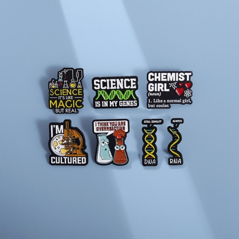 7 Stück Chemie Biowissenschaften Serie Emaille Broschen Chemikalien Struktur Anstecknadeln Kreative Broschen Pins