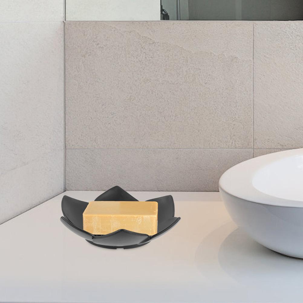 2Pcs Black Silicone Soap Holder Portable Bathroom Drain Tray Kitchen Cleaning Sponge Stand Self Draining Sink Storage