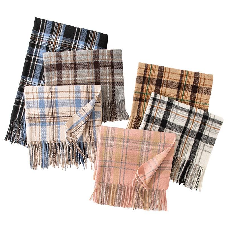 Autumn and Winter New Scarf Women's Winter High-end Scarf Thickened Warm Imitation Cashmere Plaid Shawl