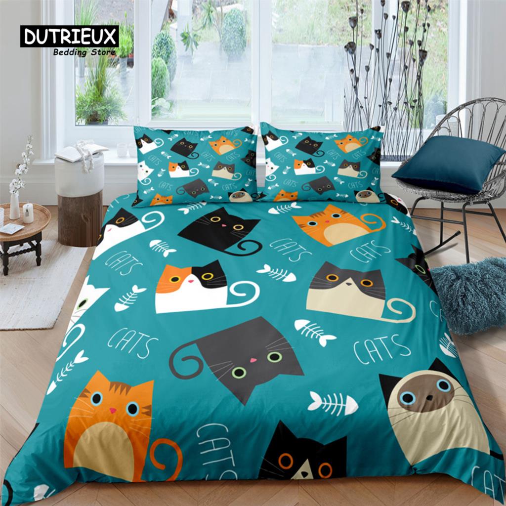 

Домашний текстиль роскошный 3D принт с изображением мультяшного кота 2/3 шт удобный пододеяльник наволочка комплект постельного белья Queen и King размер EU/US/AU EU single(135x200cm)