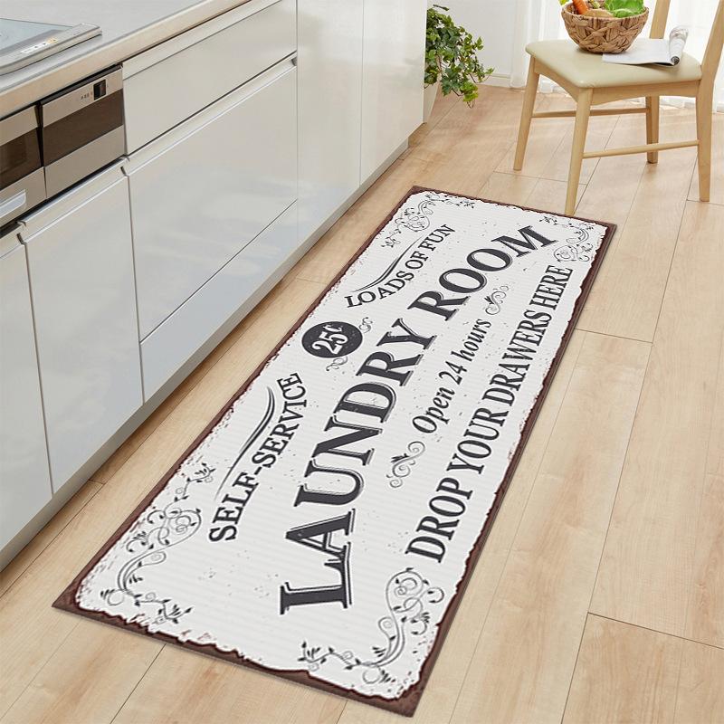 For Laundry, Long Foot Mats, Kitchen Mats, Letter Water-Absorbing Oil-Absorbing Floor Mats, Dirt-Resistant And Non-Slip Washing Machine Mats