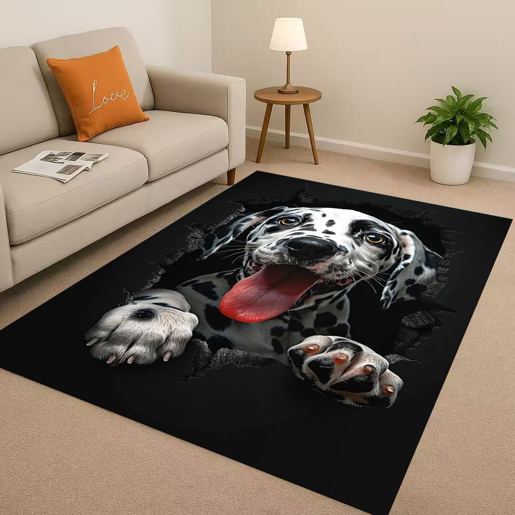 27 Stil Durchbrechende Wand 3D-Illusion Hund Welpe Wohnzimmer Rutschfester Teppich für Schlafzimmer Spielzimmer Sofa, Heimdekoration Fußmatte