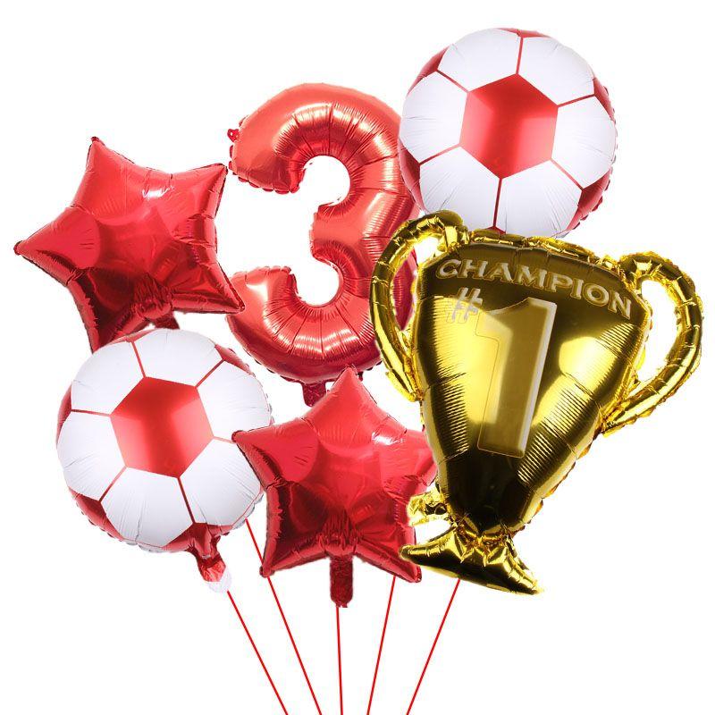 32-inch Digital Football 6-piece Aluminum Film Balloons Set - Birthday Party Gift - World Cup Football Balloons