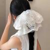 Korean Princess White Lace Mesh Scrunchie for Women - Large High-End Hair Accessory, New Spring Arrival