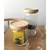 ADERIA Stack Stock M 680ml Glass Canister, Airtight Storage Container for Condiments, Coffee Beans, and More, Wooden Lid, M6255