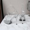 Women’s Sandals Fashion Transparent Crystal Heel Women‘s Shoes Large Size 35-43 Fish Mouth Party Wedding Shoes