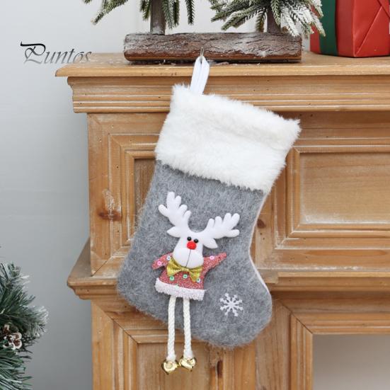 Christmas Tree Embellishment Pendants Plush Stocking Pendant with Santa Claus/Snowman/Elk Designs, Fabric Hanging Decorative Holiday Accessories