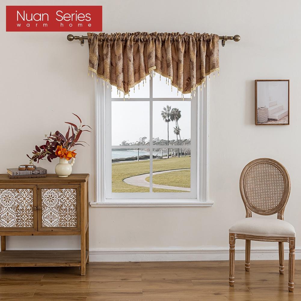 1PC Nuan Series Luxury Jacquard Curtain Head Beads Decorative Window Valance for Living Room Bedroom Home Decor