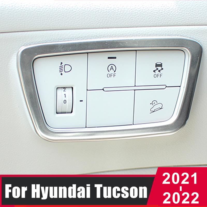 

Приборная панель автомобиля, переключатель фар, рамка, наклейка, наклейка для Hyundai Tucson 2022 NX4 Hybrid, аксессуары из нержавеющей стали