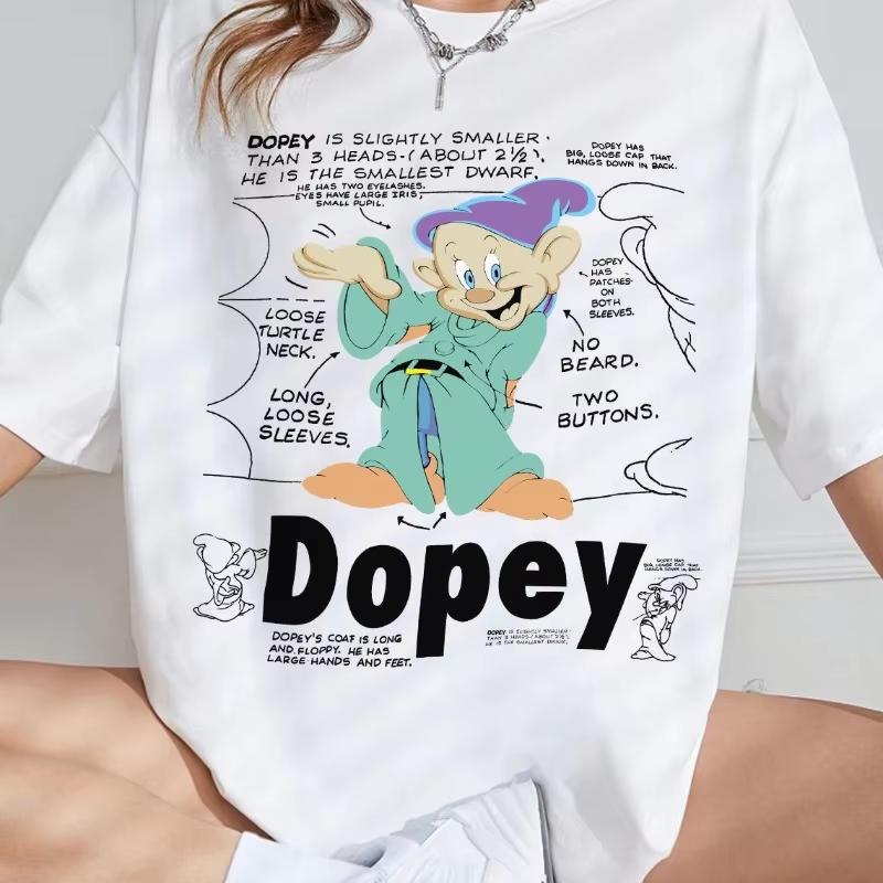 Snow White and 7 Dwarfs Dopey characteristic TShirt Princess Snow White Shirt Magic Kingdom Trip Tee S