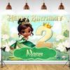 Fondo de Pancarta de la Princesa Tiana Nombre Personalizable con Número de Edad Decoración de Fiesta de Cumpleaños Infantil Arreglo para Baby Shower
