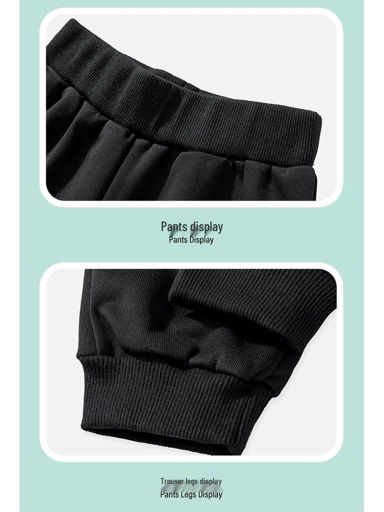 Children's Solid Color Hooded Sweatshirt Set - European and American Style for Autumn/Winter