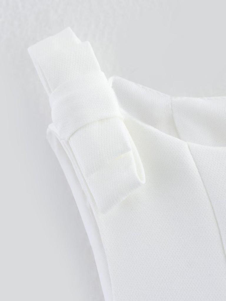 2025 Summer European & American Bow-Accent Hem Skirt & Vest Set