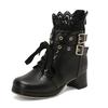  Short Boots Hollow Lace Belt Buckle LO Lolita Shoes Student Dress Short Boots and Ankle Boots