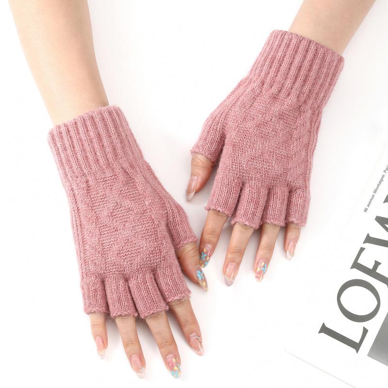 Mitsubishi-Shaped Fingerless Arm Warmers New Autumn Winter Women's Knitted Wool Warm Wrist Guards Fashionable Sleeves