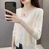 Women's Ice Silk Cardigan - Lightweight, Versatile, Sun Protection, Short Knitted Coat for Spring & Autumn, Hollowed-Out Design.