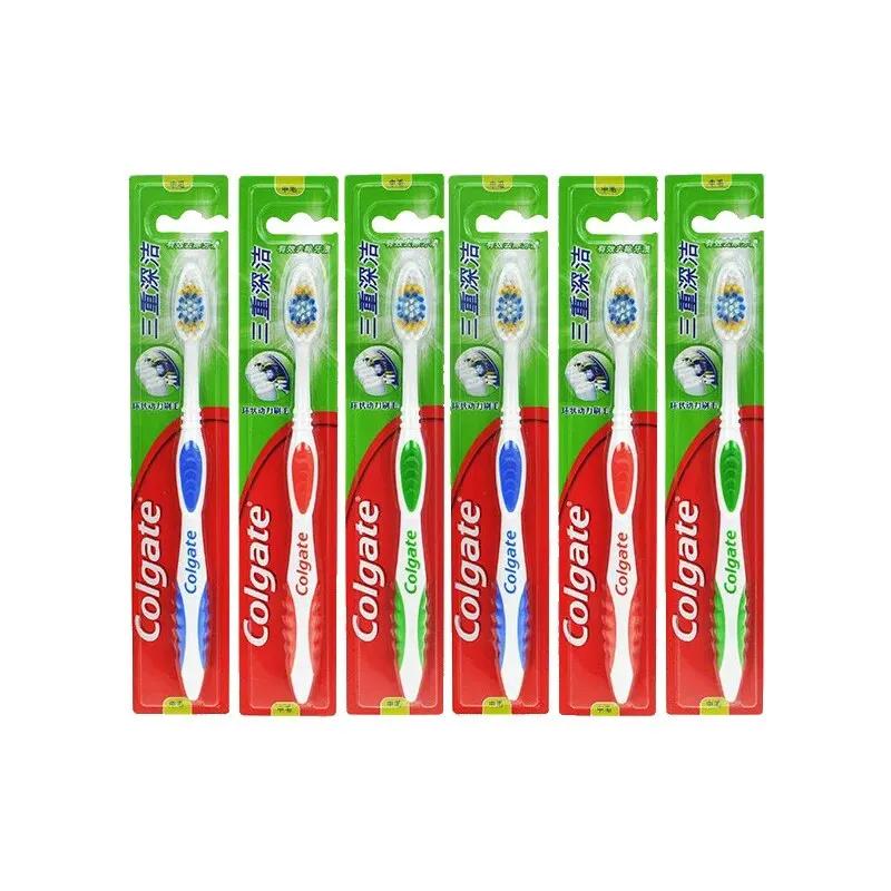 Colgate 6 Stück Erwachsenen-Zahnbürsten für empfindliches Zahnfleisch/Zähne, Manuelle Mundhygiene, Heimgebrauch, Zufällige Farben